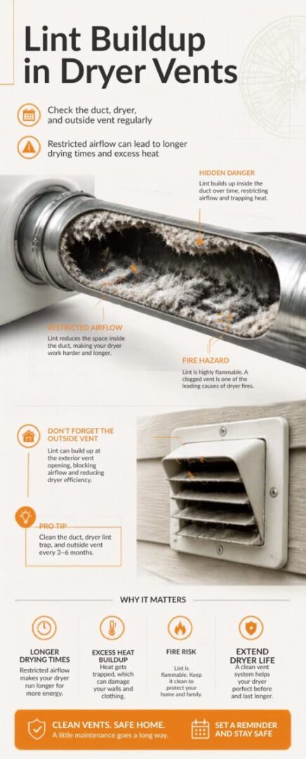 dryer lint in vent and hose